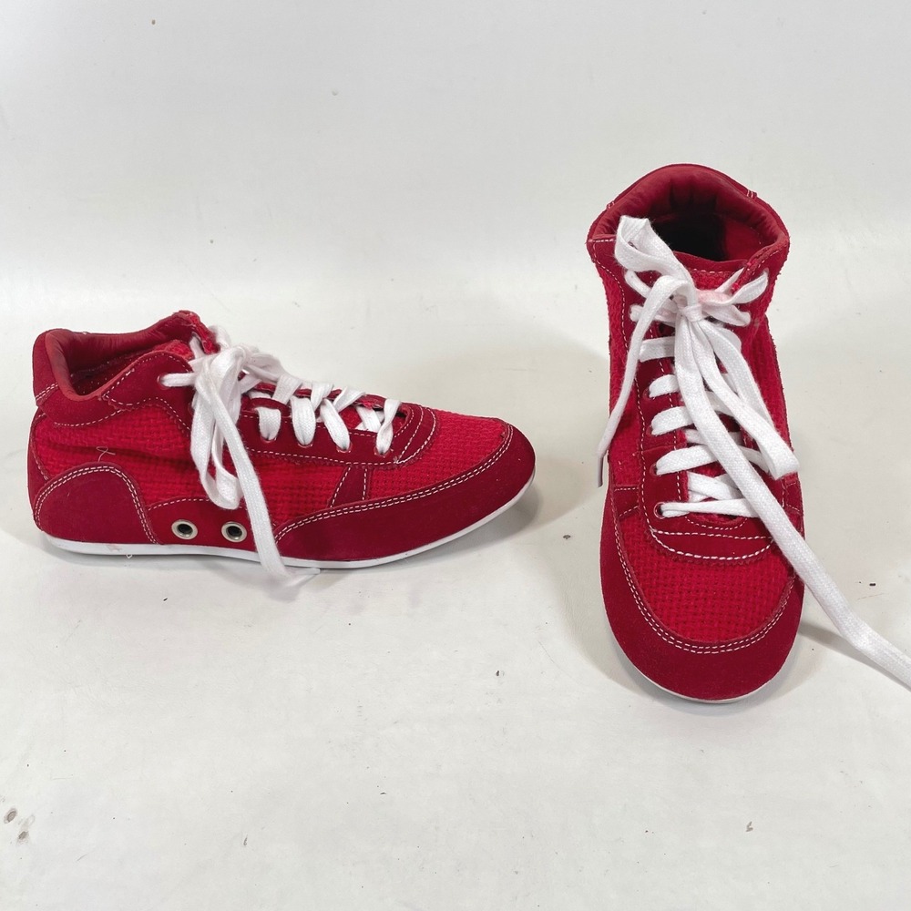 Volatile Womens Red Leather Mid Top Lace Up Sneakers Size 6.5 Y2K Vintage